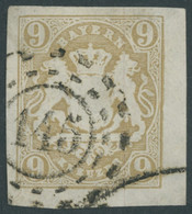 BAYERN 17 O, 1862, 9 Kr. Ockerbraun, Offener MR-Stempel 145, Breitrandig, Pracht - Bavaria