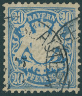 BAYERN 40b O, 1876, 20 Pf. Preußischblau, Pracht, Mi. 250.- - Bavaria