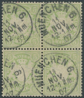 BAYERN 70x VB O, 1900, 5 M. Gelbgrün, Wz. 3, Im Viererblock, Pracht - Bavaria