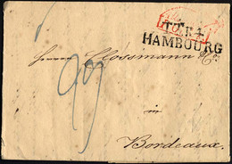 HAMBURG TT PA 1833, TT.R.4. HAMBOURG, L2 Auf Brief Nach Bordeaux, Roter Transit-So.-Stempel ALLEMAGNE/PAR/GIVET, Pracht - Prephilately