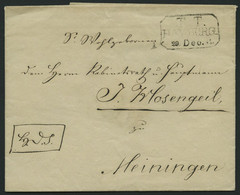 HAMBURG - THURN UND TAXISCHES O.P.A. 1842, T.T. HAMBURG, R3 Auf Brief Per K.D.S. Nach Heiningen, Pracht - Prephilately