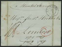HAMBURG - GRENZÜBERGANGSSTEMPEL 1844, T 2 FEB, In Rot Auf Brief Von Magdeburg (K2) Nach London, Handschriftlich Hamburg  - Prephilately