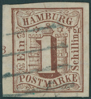 HAMBURG 2 O, 1859, 1 S. Rotbraun, Breitrandig Mit Linkem Reihenzähler, Kabinett, Gepr. U.a. Pfenninger - Hamburg