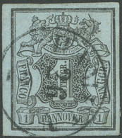 HANNOVER 1 O, 1850, 1 Ggr. Schwarz Auf Graublau, K1 HAMELN, Pracht - Hanover