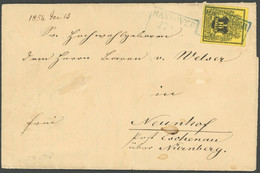HANNOVER 5 BRIEF, 1854, 1/10 Th. Schwarz Auf Gelb Auf Nicht Ganz Perfektem Brief Nach Neunhof, Post Eschenau, Marken Pra - Hanover