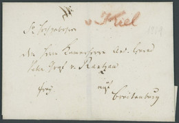 SCHLESWIG-HOLSTEIN 1809, V KIEL Handschriftlich In Rot Auf Briefhülle An Graf Von Rantzau Auf Breitenburg, Kabinett, R! - Prephilately