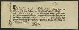 SCHLESWIG-HOLSTEIN SCHLESWIG, Ortsdruck Auf Einlieferungsschein (1770), Pracht - Prephilately