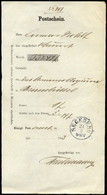 SCHLESWIG-HOLSTEIN SEGEBERG, K1 Auf Einlieferungsschein No. 207 (1869), Pracht - Prephilately