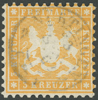 WÜRTTEMBERG 22a O, 1862, 3 Kr. Orangegelb, K2 NÜRTINGEN, Pracht, Mi. 70.- - Other & Unclassified