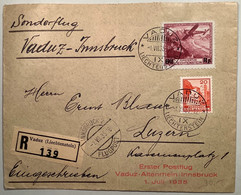 Liechtenstein 1935 SELTENER R-BRIEF ! “1. Postflug Vaduz-Altenrhein-Innsbruck” Erstflug (First Flight Österreich Schweiz - Cartas & Documentos