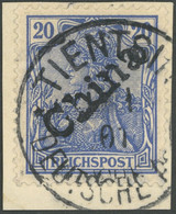 DP CHINA 11 BrfStk, 1901, 20 Pf. Handstempelaufdruck, Stempel TIENTSIN 1.1.01. (Sorte II), Prachtbriefstück, Diverse Alt - China (offices)