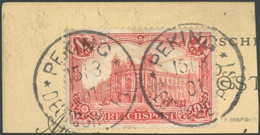 DP CHINA P Vi BrfStk, Petschili: 1901, 1 M. Reichspost Auf Postkartenabschnitt, Mit Zentrischem Stempel PEKING 15.3.01,  - China (offices)