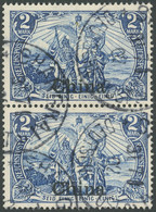 DP CHINA 25II/25I O, 1901, 2 M. Reichspost, Type II Und I Zusammen Im Senkrechten Paar, Pracht, Mi. 300.- - China (offices)