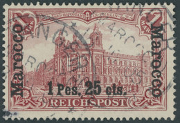 DP IN MAROKKO 16II O, 1903, 1 P. 25 C. Auf 1 M. Fetter Aufdruck, Feinst (kleine Schürfung), Mi. 240.- - Morocco (offices)
