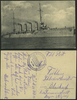 MSP VON 1914 - 1918 (Hilfsstreuminendampfer PRINZ ADALBERT), 22.10.1914, Violetter Briefstempel, Feldpost-Ansichtskarte  - Maritime