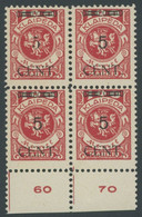 MEMELGEBIET 180III,IV VB **, 1923, 5 C. Auf 100 M. Dunkelrosa, Type III Und IV, Im Unterrandviererblock, Dabei Waagerech - Klaipeda 1923