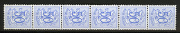 België R12 - Cijfer Op Heraldieke Leeuw - 50c Blauw - Bleu - Strook Van 6 - Bande De 6 - Coil Stamps