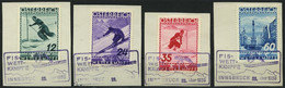 ÖSTERREICH 623-26 BrfStk, 1920, FIS II Mit Violetten Sonderstempeln Auf Briefstücken, Prachtsatz - Used Stamps