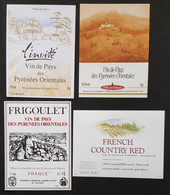 Lot De 4 Etiquettes De VIN De PAYS Des PYRENEES ORIENTALES  (Pays D'OC) Languedoc-Roussillon /ES32 - Languedoc-Roussillon