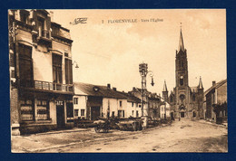 Florenville. Vers L'église. Café. L'église Notre-Dame De L'Assomption ( Hôpital Militaire -1914/18) - Florenville