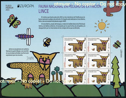 ESPAÑA SPAIN (2021) EUROPA - Lince Ibérico (Lynx Pardinus) Endangered Fauna En Peligro Sheet MNH - Autism - Blocs & Hojas