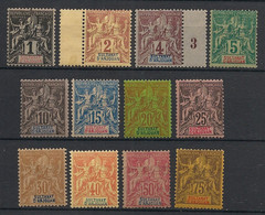 ANJOUAN - 1892-99 - N°Yv. 1 à 12 - Type Groupe - 12 Valeurs - Neuf Luxe ** / MNH / Postfrisch - Unused Stamps