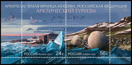 RUSSIA 2021 Block MNH VF ** Mi 3067-68 Bl 332 ARCTIC TOURISM FRANZ JOSEF LAND STATION POLAR NORD ARCTIQUE NORTH 2843-44 - Blocchi & Fogli