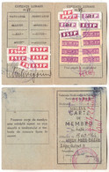 FEDERATIA SINDICATELOR... / MALAXA - CARTE De MEMBRE -  TIMBRES : FSFP & USFP - 1944 - 1945 - CINDERELLA - RRR ! (ai401) - Fiscale Zegels