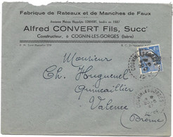 Enveloppe à En-tête Publicité  Fabrique De RATEAUX Et MANCHES DE FAUX Alfred CONVERT à COGNIN LES GORGES (Isère) 1947 - Publicités