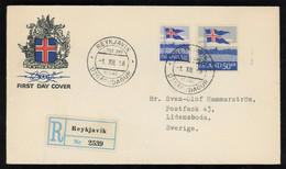Island Islande - FDC 1958 Flag Of Iceland - FDC
