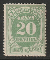 Brazil 1895 Sc J19c Bresil Yt Taxe 19 Postage Due MH* Disturbed Gum - Impuestos