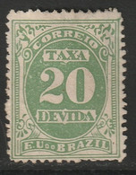 Brazil 1895 Sc J19c Bresil Yt Taxe 19 Postage Due MH* Disturbed Gum - Timbres-taxe