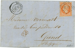 30 Decembre 1857 Napoléon N°16 Orange Sur Paille Sur Lettre De Roubaix Vers Gand Belgique,au Verso Cad Rouge - 1849-1876: Classic Period