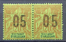 ANJOUAN -- N° 23Aa ** SURCHARGE ESPACÉE Tenant à NORMAL NEUF LUXE  -- MNH - Unused Stamps