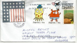 MESSAGES MONSTERS STAMPS / Forever Stamps 2021. Letter USA Sent To Andorra - Storia Postale