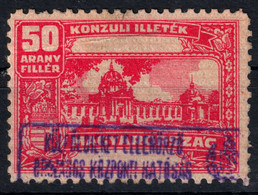 1931-1936 Hungary Ungarn Hongrie - Consular Revenue Tax Stamp - 50 A.f - Budapest Széchenyi BATH SPA - Fiscales