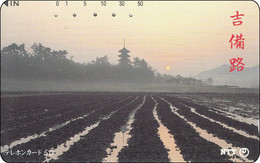 Rar Japan NTT Old Phonecards 350 - 098 Nice Thematik Landscape Pagoda Sunset - Japon