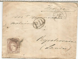 ENVUELTA 1871 MADRIDA PEYREHORADE CON TRANSITO POR BAYONNE - Storia Postale