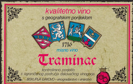 Old Wine Vino Etiquette Label Traminac Traminer Djakovo Croatia Wine Cellar - Gewurztraminer