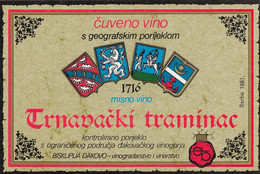 Old Wine Vino Etiquette Label Trnavacki Traminac Traminer Djakovo Croatia Wine Cellar - Gewurztraminer