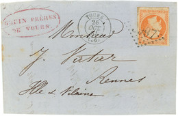 26 Octobre 1864 Napoléon Tardif N°16 GC 3997 Seul Sur Lettre De Tour Vers Rennes - 1849-1876: Classic Period