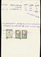 DOC-160 OTTOMAN ORIGINAL OLD DOCUMENT WITH HEJAZ RAILWAY FISCAL STAMPS AND NEGATIVE CANCEL - Cartas