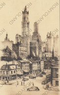 CARTOLINA  NEW YORK CITY,N.Y,STATI UNITI,THE WOOLWORTH BUILDING IS SEEN ON BROADWAY FROM DEY STREET,NON VIAGGIATA - Panoramic Views