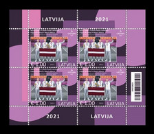Latvia 2021 Mih. 1146 Latvian National 3x3 Basketball Team - Gold Medallists Of Olympic Games In Tokyo (M/S) MNH ** - Lettonie