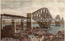 FORTH BRIDGE NORTH QUEENSFERRY OLD COLOUR POSTCARD SCOTLAND - Perthshire