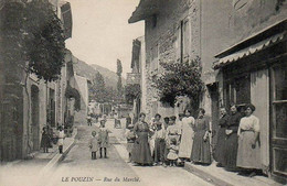 DEPT 07 LE POUZIN RUE DU MARCHÉ TRES  BELLE ANIMATION 9X14 REIMPRESSION DE CARTES ANCIENNES - Le Pouzin