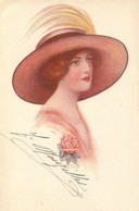 Harrison FISHER - ILLUSTRATEUR - " FEMME Au CHAPEAU Et à La ROSE "- CPA  N° 118/1 - TRES BON ETAT - Fisher, Harrison