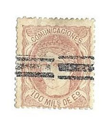 ESPAGNE 1870 - FIGURE DE FEMME ALEGORIQUE NUMERO YVERT ET TELLIER 108, MARQUE D ANNULATION, VOIR LE SCANNER - Used Stamps