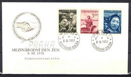 Tchécoslovaquie 1951 Mi 650-2 (Yv 563-5), Mi 652 (Yv 565) Varieté-position 1/1 Sur Envelope Premier Jour, FDC - Variétés Et Curiosités