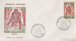 Enveloppe  FDC  1er  Jour   GABON   Gorille  D' Afrique   1964 - Gorilles